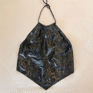 90s Vintage snake print backless halter top size Large